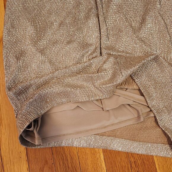 Lauren Ralph Lauren Evening Gold Dress w/ Sheer Bodice, Neck Embellishment Sz 8 - Picture 13 of 15